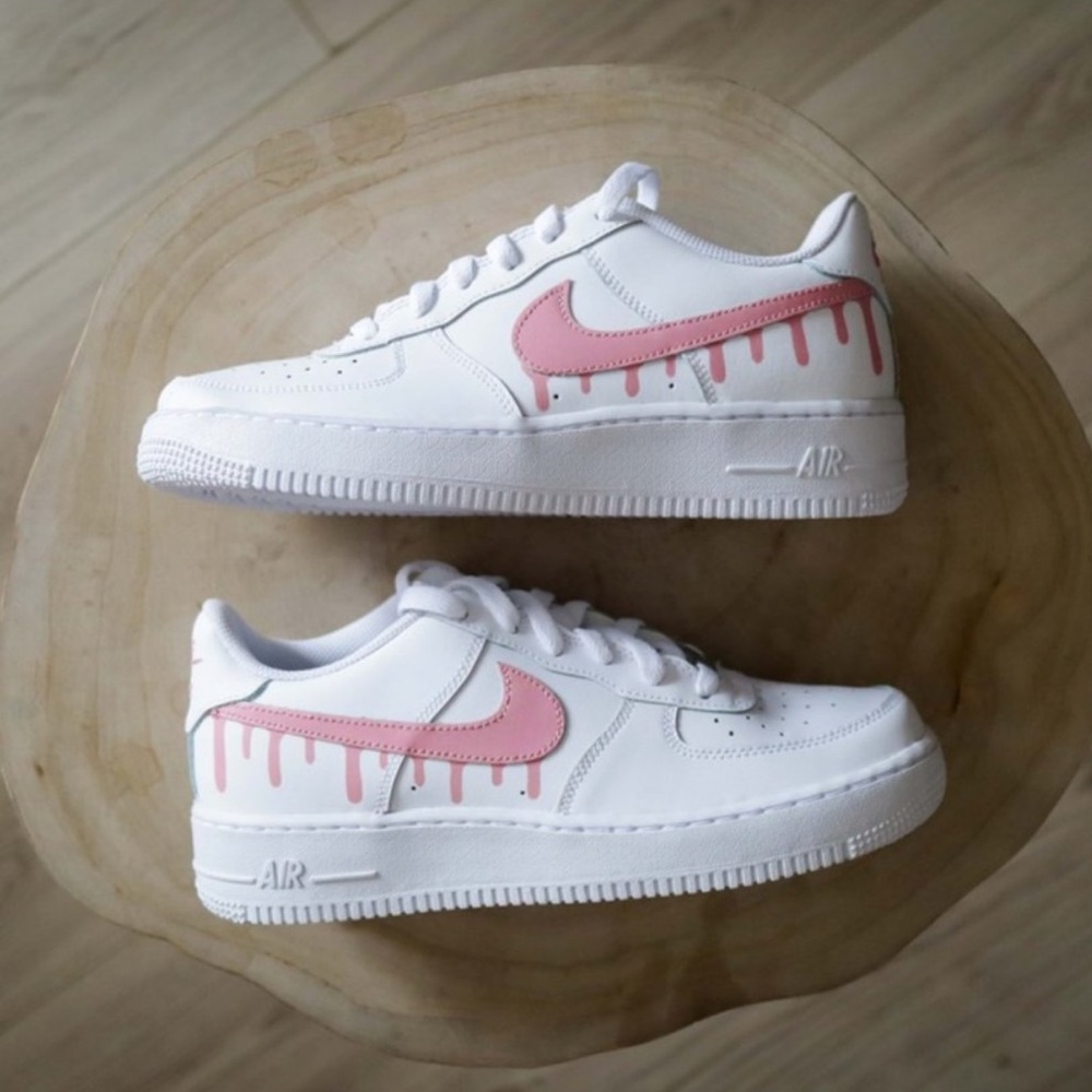 ⚡️Custom Nike Air Force Shoes (Pink Drip)⚡️